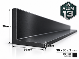 Кутник рівностороній 30х30х2 фарба RAL-9005 Матова